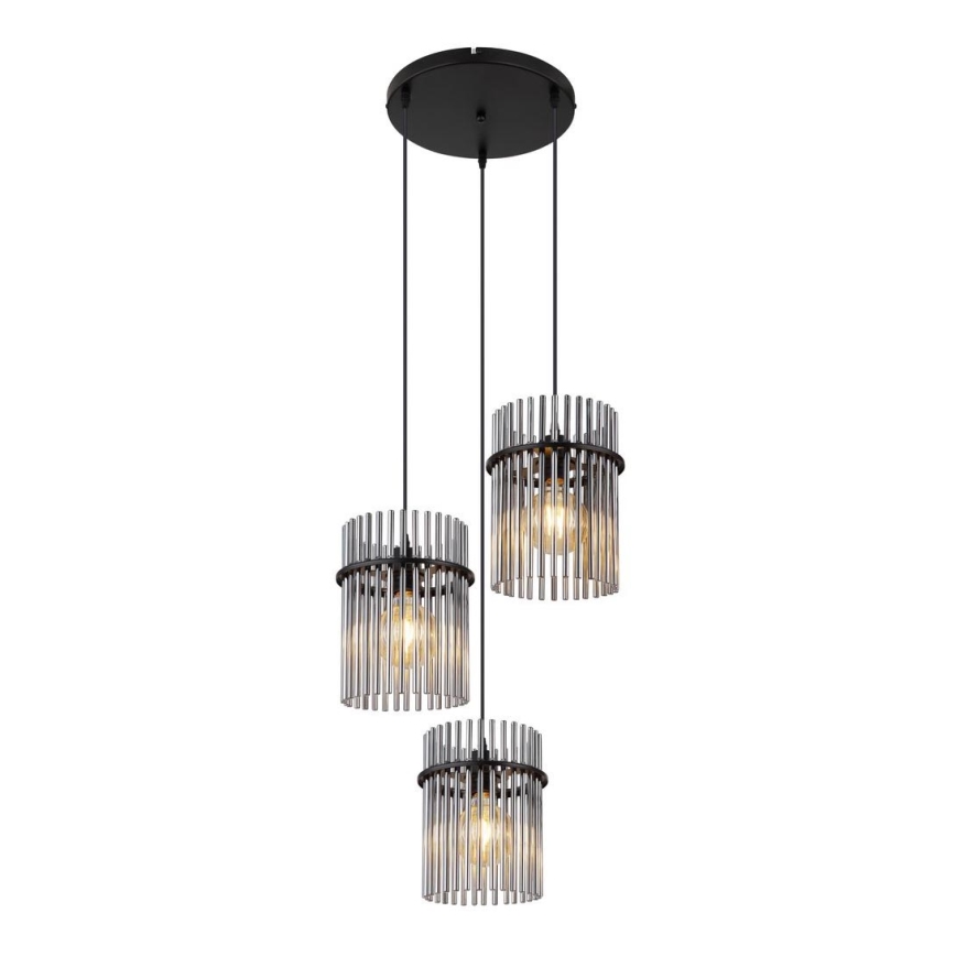 Globo - Kattokruunu johdossa 3xE27/60W/230V halkaisija 47 cm musta