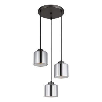 Globo - Kattokruunu johdossa 3xE27/60W/230V kiiltävä kromi halkaisija 33 cm