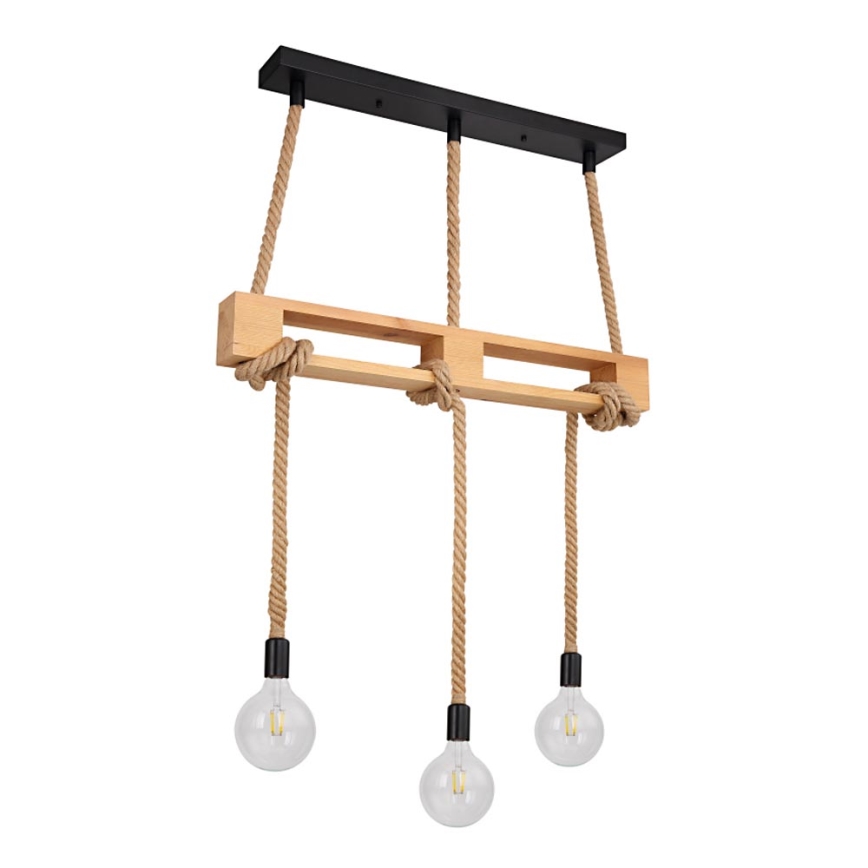 Globo - Kattokruunu johdossa 3xE27/60W/230V mänty