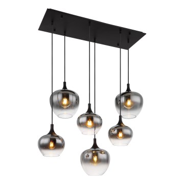 Globo - Kattokruunu johdossa 6xE27/40W/230V musta
