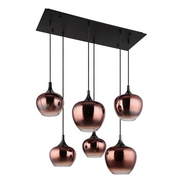 Globo - Kattokruunu johdossa 6xE27/40W/230V ruskea/savuinen