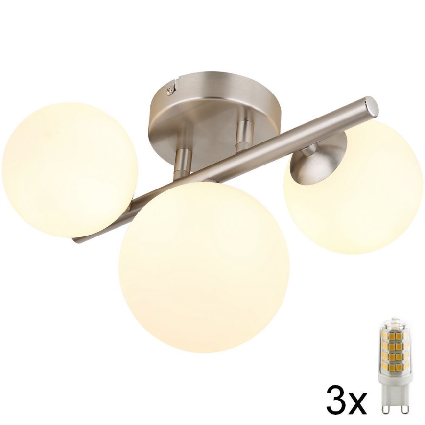 Globo - Kiinteä LED-kattokruunu RIHA 3xG9/3,5W/230V mattakromi
