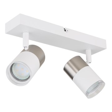 Globo - Kohdevalo 2xGU10/25W/230V valkoinen/mattakromi