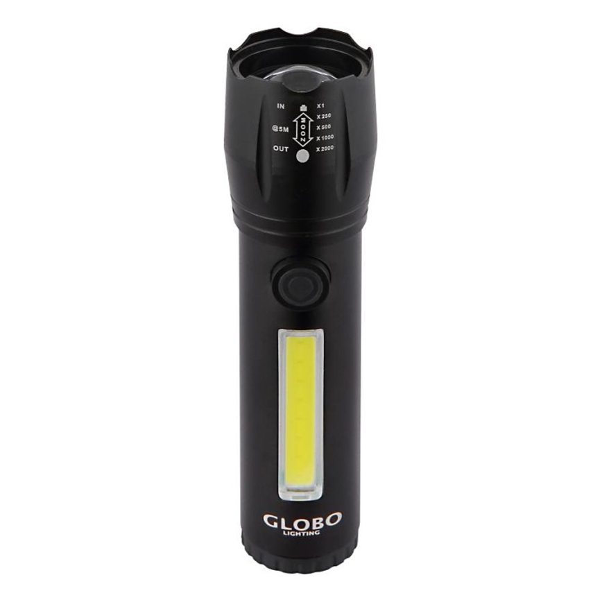 Globo - Ladattava LED-taskulamppu LED/3W/5V + COB/3W 5500K 1200 mAh