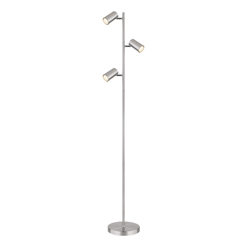 Globo - Lattialamppu 3xGU10/5W/230V mattakromi