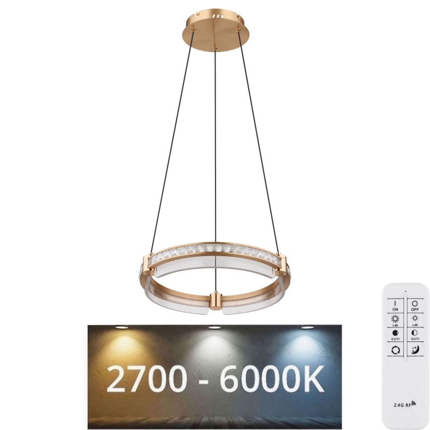 Globo - LED Himmennettävä kristalli kattokruunu johdossa LED/36W/230V 2700K-6000K + kauko-ohjaus