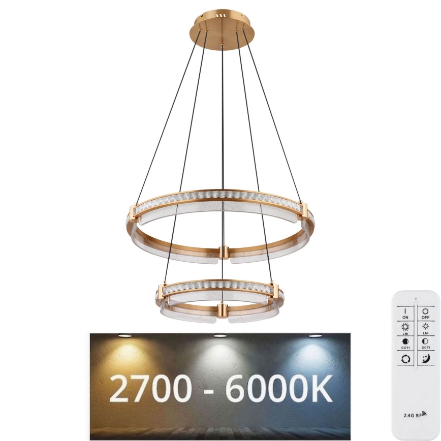 Globo - LED Himmennettävä kristalli kattokruunu johdossa LED/78W/230V 2700K-6000K + kauko-ohjaus