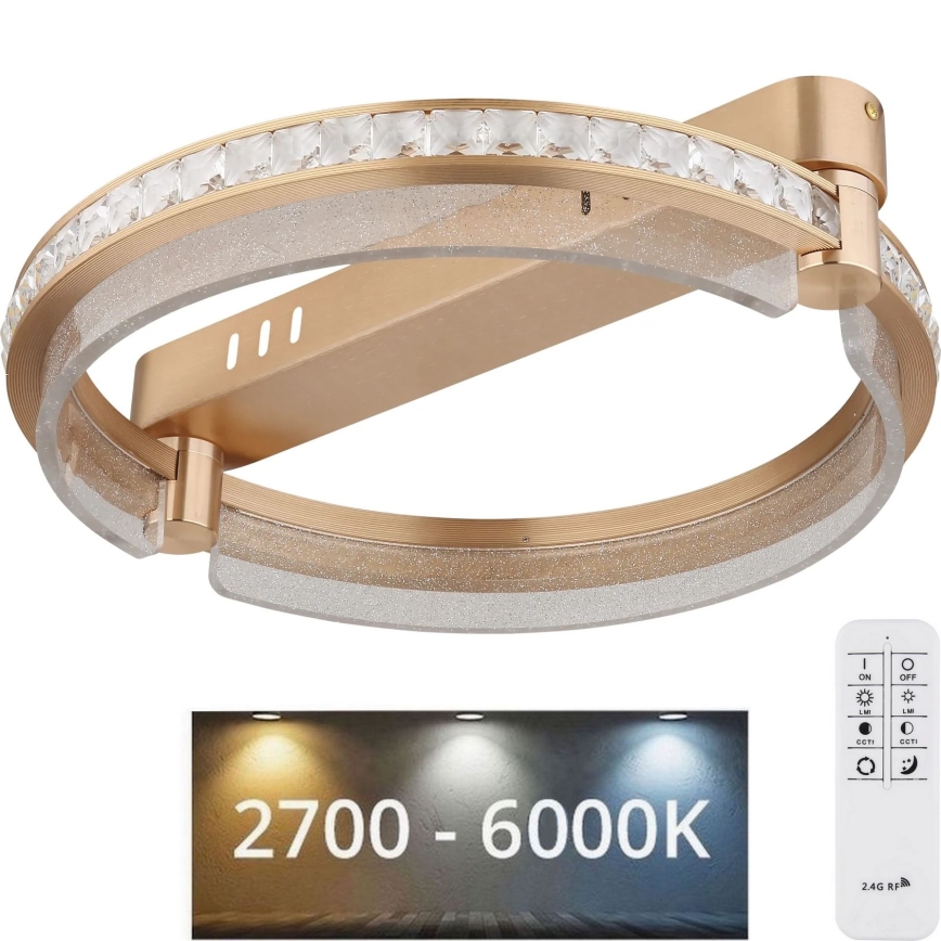 Globo - LED Himmennettävä kristallikattovalaisin LED/36W/230V 2700K-6000K + kauko-ohjaus