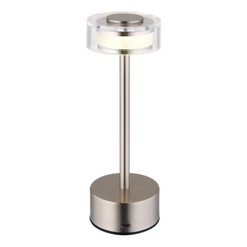 Globo - LED Himmennettävä ladattava kosketuspöytävalaisin LED/2,5W/3,7V 2700/4000/6500K 1800mAh mattakromi
