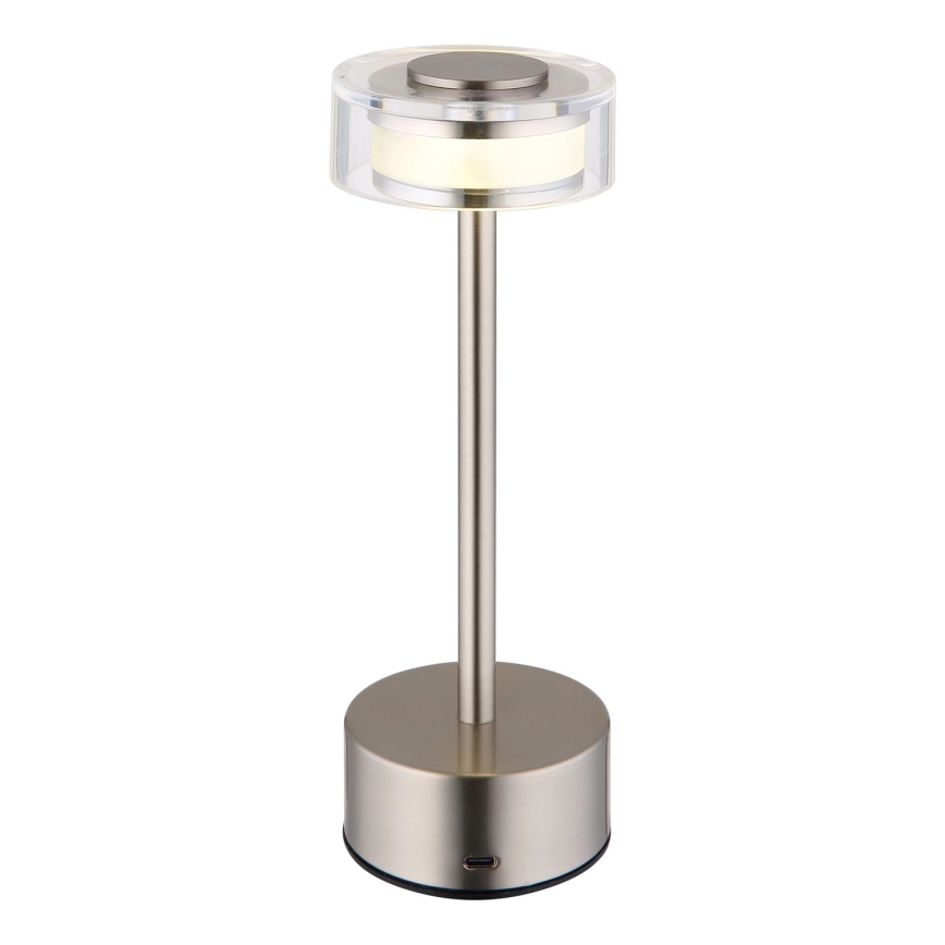 Globo - LED Himmennettävä ladattava kosketuspöytävalaisin LED/2,5W/3,7V 2700/4000/6500K 1800mAh mattakromi