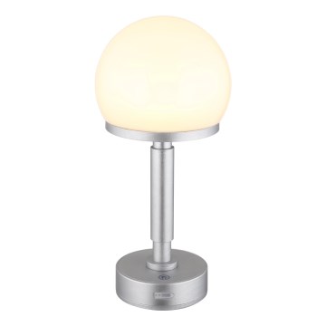 Globo - LED Himmennettävä ladattava kosketuspöytävalaisin LED/2,5W/5V 1800mAh 2800K hopea