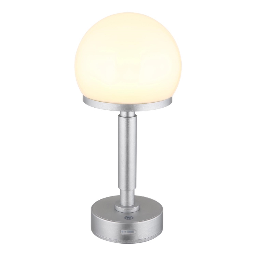Globo - LED Himmennettävä ladattava kosketuspöytävalaisin LED/2,5W/5V 1800mAh 2800K hopea