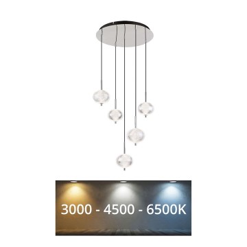 Globo - LED-kattokruunu johdossa 5xLED/6,6W/230V 3000/4500/6500K
