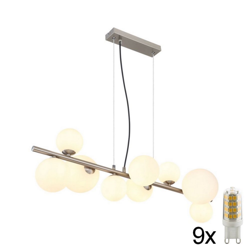 Globo - LED-kattokruunu johdossa 9xG9/3W/230V mattakromi