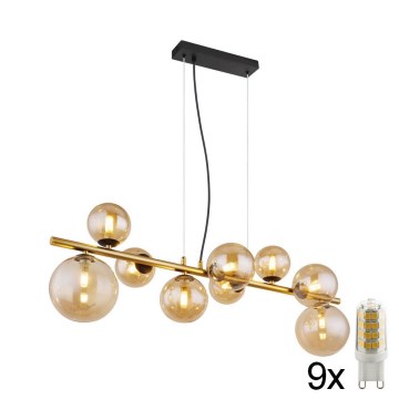 Globo - LED-kattokruunu johdossa 9xG9/3W/230V messinki