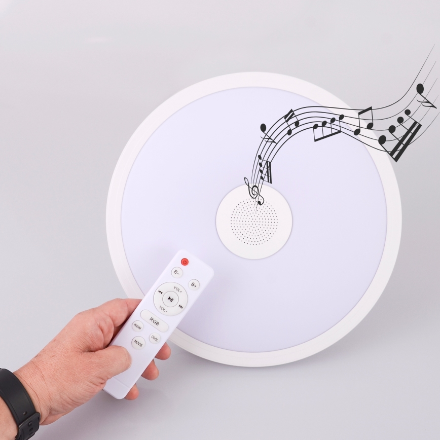 Globo - LED RGBW Himmennettävä kylpyhuonevalo kaiuttimella LED/18W/230V 3000-6500K IP44 + kauko-ohjaus