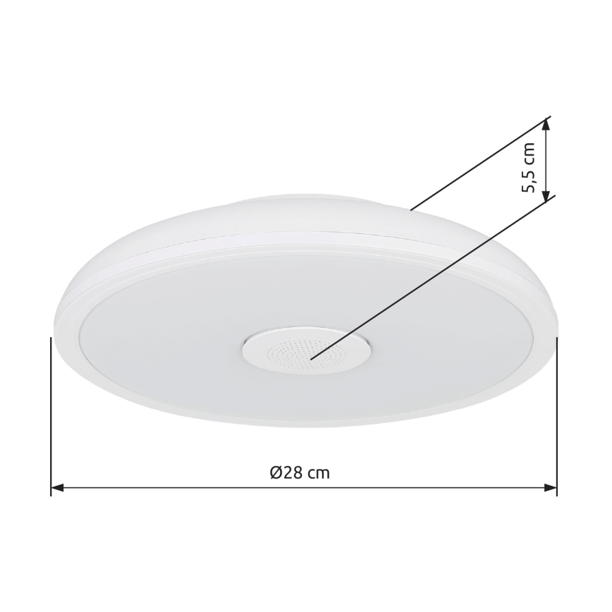 Globo - LED RGBW Himmennettävä kylpyhuonevalo kaiuttimella LED/18W/230V 3000-6500K IP44 + kauko-ohjaus