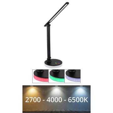 Globo - LED RGBW Himmennettävä kosketuspöytävalaisin LED/5W/230V + LED/2W 2700K/4000K/6500K musta