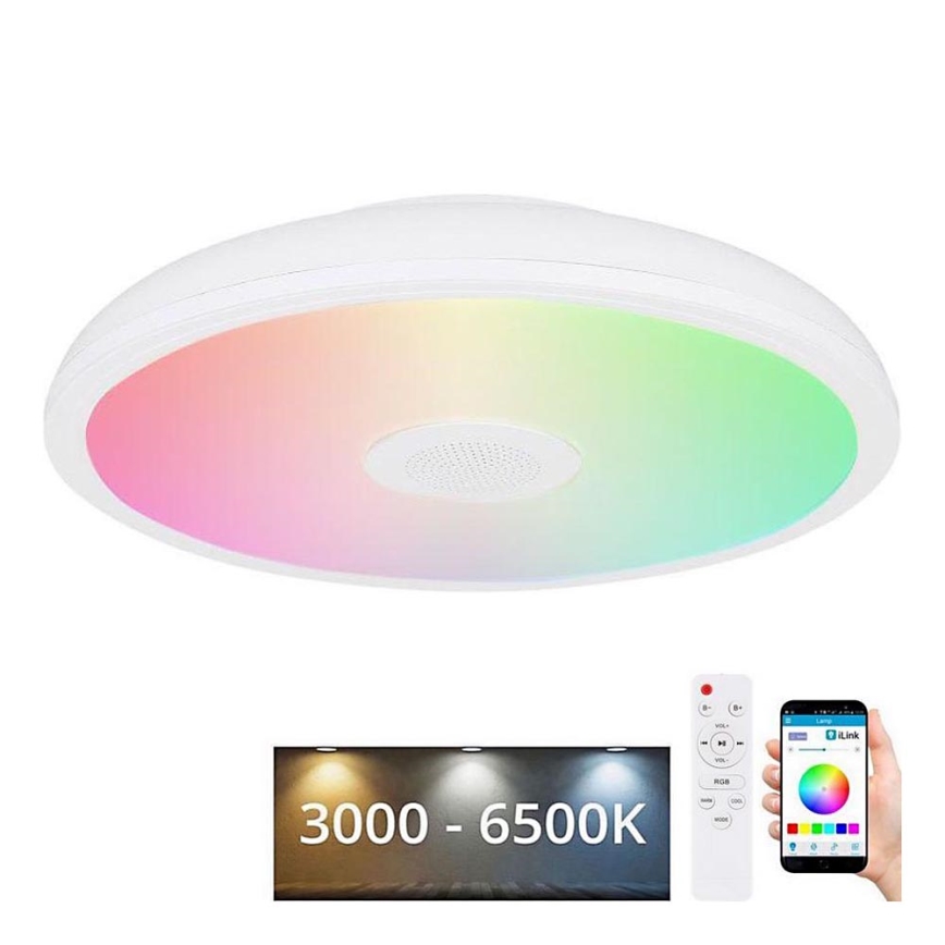 Globo - LED RGBW Himmennettävä kylpyhuonevalo kaiuttimella LED/18W/230V 3000-6500K IP44 + kauko-ohjaus