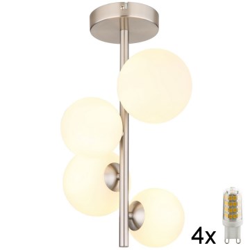 Globo - LED-riipuskattokruunu 4xG9/3W/230V mattakromi