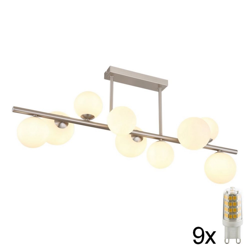 Globo - LED-riipuskattokruunu 9xG9/3W/230V mattakromi