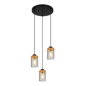 Globo - Riippuvalaisin FINCA 3xE27/40W/230V metalli/puu