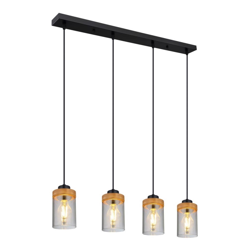 Globo - Riippuvalaisin FINCA 4xE27/40W/230V metalli/puu