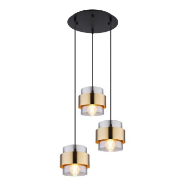 Globo - Riippuvalaisin MILEY 3xE27/60W/230V musta/messinki
