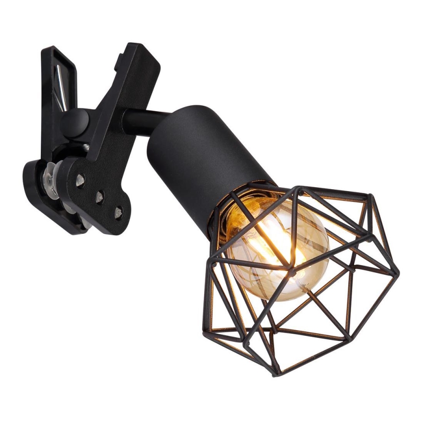 Globo - Seinävalaisin klipsillä 1xE14/40W/230V musta