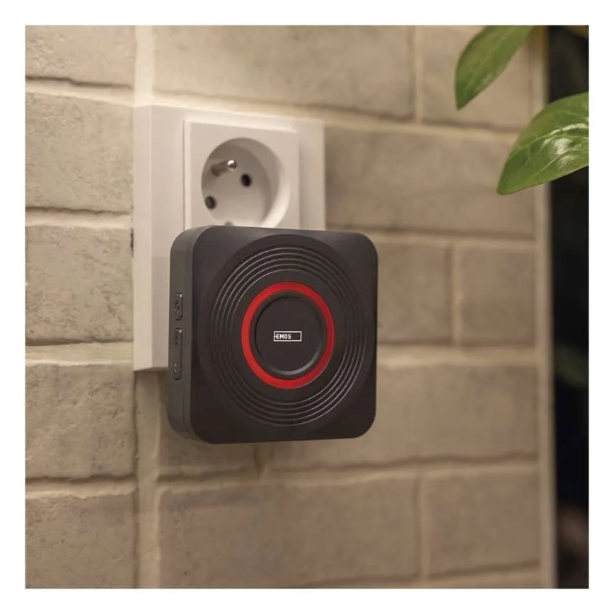 GoSmart langaton ovikello pistorasiaan 230 V + 1× CR2032, harmaa, Wi‑Fi