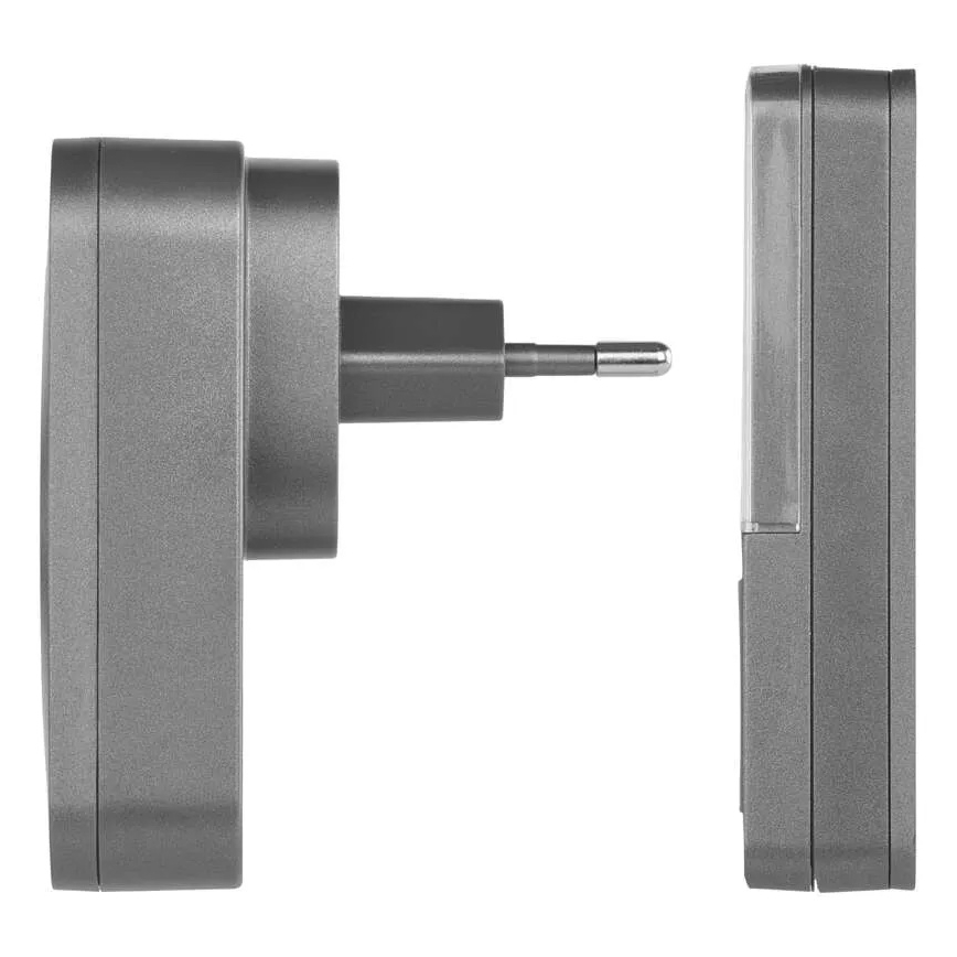 GoSmart langaton ovikello pistorasiaan 230 V + 1× CR2032, harmaa, Wi‑Fi