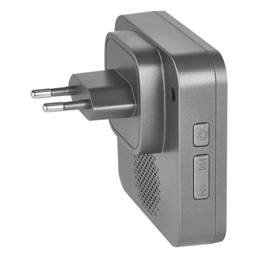 GoSmart langaton ovikello pistorasiaan 230 V + 1× CR2032, harmaa, Wi‑Fi