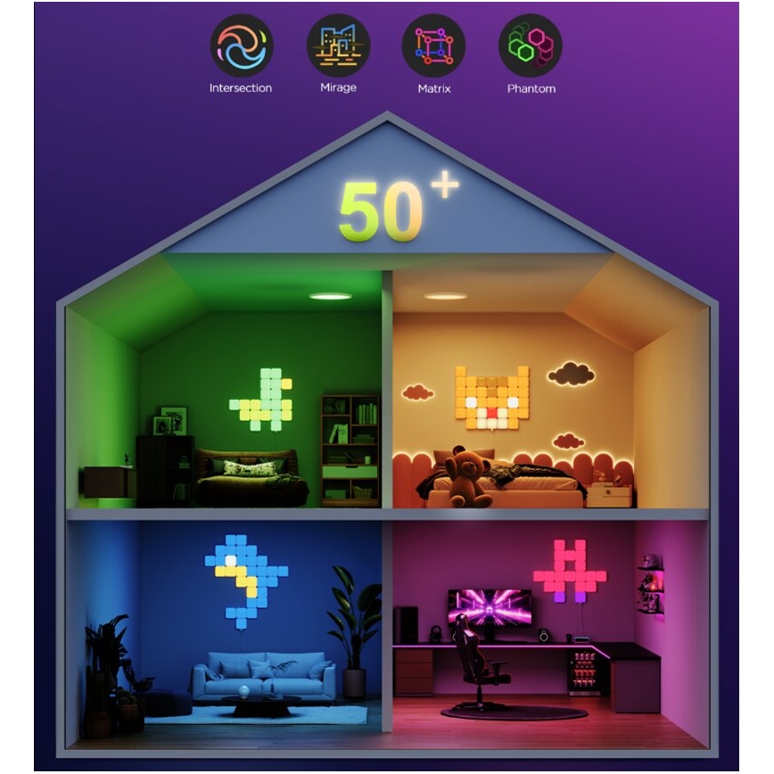 Govee - 10x Älykäs mini RGBIC panel Wi-Fi