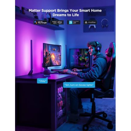Govee - AI Sync Box Kit 2 Älykäs PC-valaistussetti 27-34 + LED-paneelit Wi-Fi