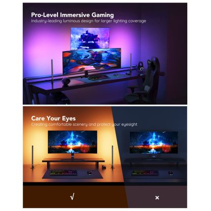 Govee - älykkäät pelikäyttöön tarkoitetut Wi‑Fi LED-paneelit + Smart Dual -ohjain, valkoinen, Wi‑Fi
