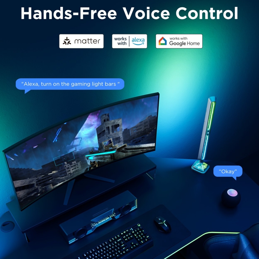 Govee - älykkäät RGBIC Gaming Pro -valopaneelit, Matter- ja Wi‑Fi-tuki