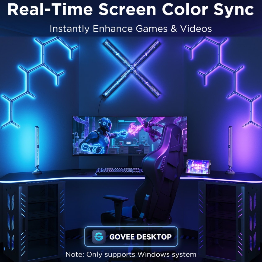 Govee - älykkäät RGBIC Gaming Pro -valopaneelit, Matter- ja Wi‑Fi-tuki