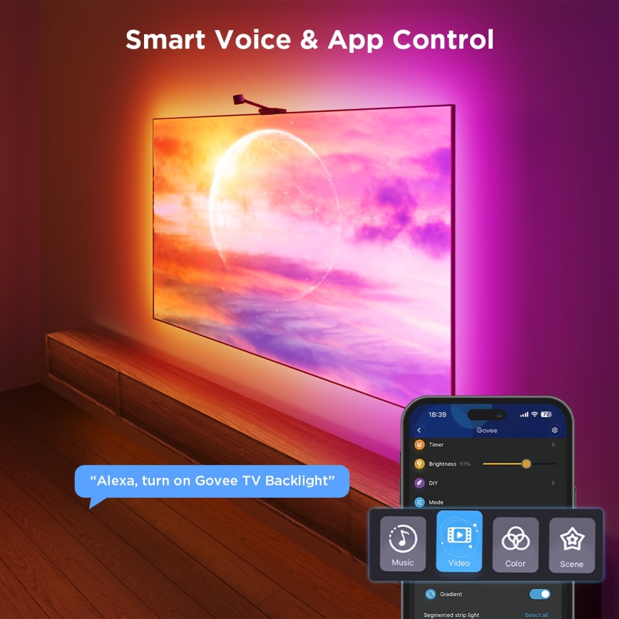 Govee - Backlight 3S Netflix TV 55-65" SMART LED taustavalo RGBICW Wi-Fi + kauko-ohjaus