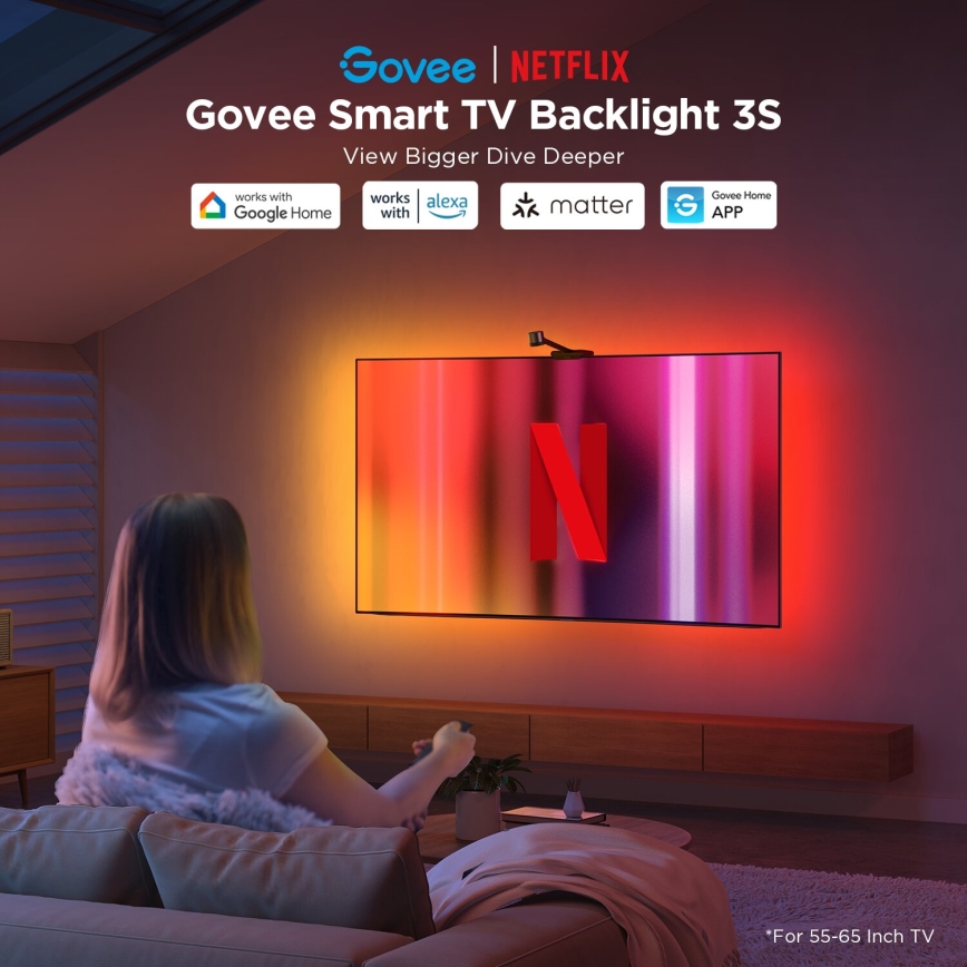 Govee - Backlight 3S Netflix TV 55-65" SMART LED taustavalo RGBICW Wi-Fi + kauko-ohjaus