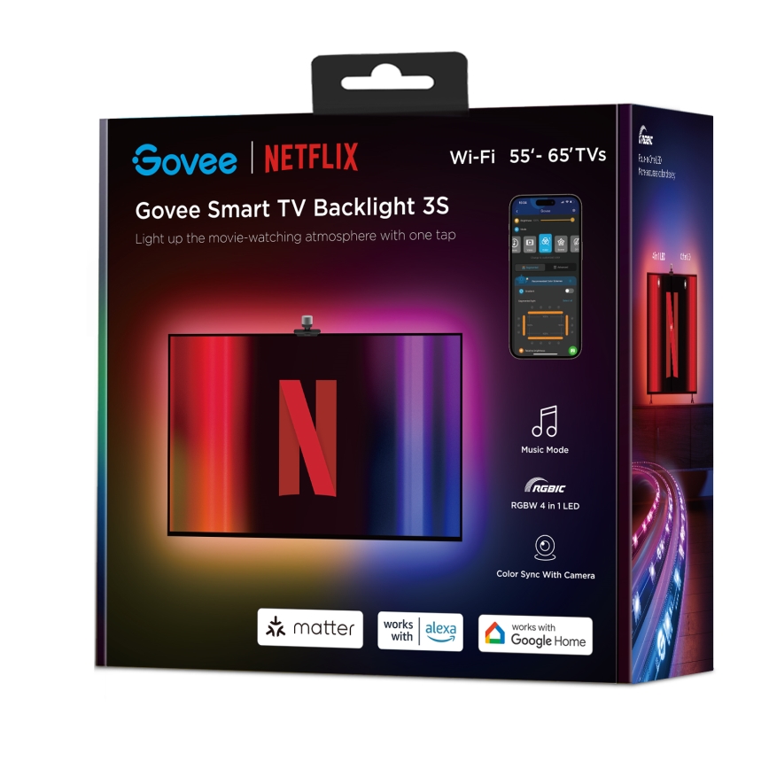 Govee - Backlight 3S Netflix TV 55-65" SMART LED taustavalo RGBICW Wi-Fi + kauko-ohjaus