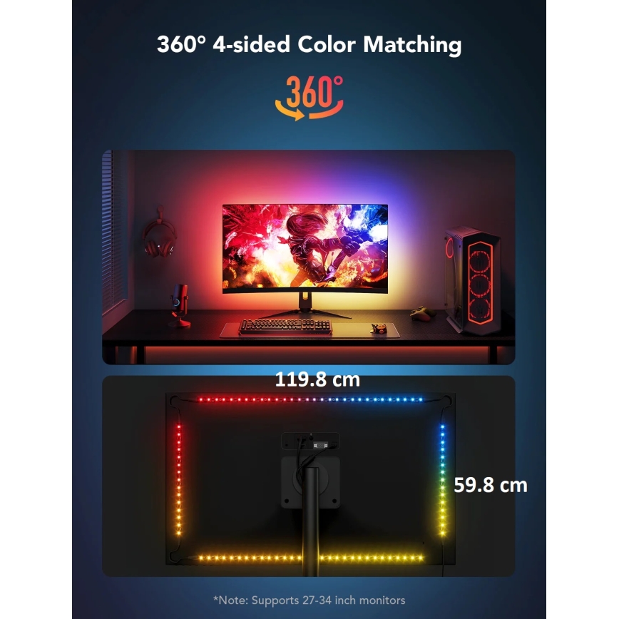 Govee - Dreamview G1 Smart LED RGBIC monitor ivalaistus 27-34" Wi-Fi