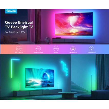 Govee - DreamView T2 DUAL TV 55-65" SMART LED taustavalo RGBIC Wi-Fi + kauko-ohjaus