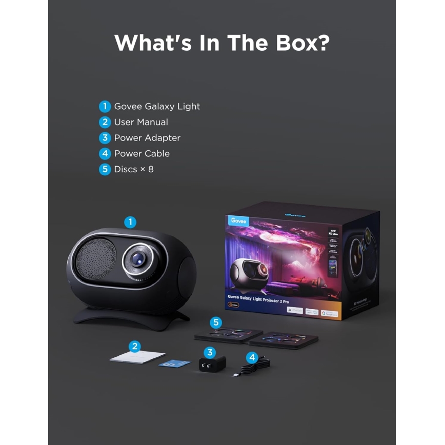Govee - Galaxy Light Projector 2 Pro Matter Wi-Fi-kaiuttimella