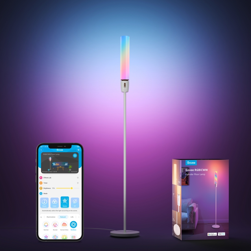 Govee - Himmennettävä LED-lattiavalaisin CYLINDER SMART RGBICWW 2200-6500K