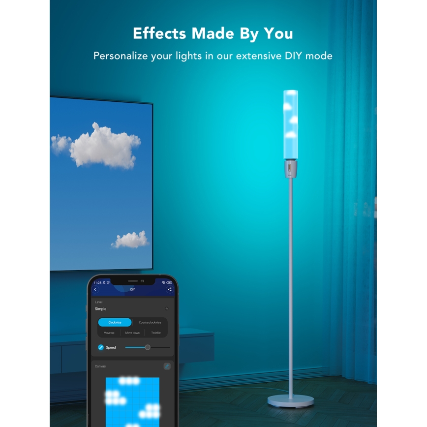 Govee - Himmennettävä LED-lattiavalaisin CYLINDER SMART RGBICWW 2200-6500K