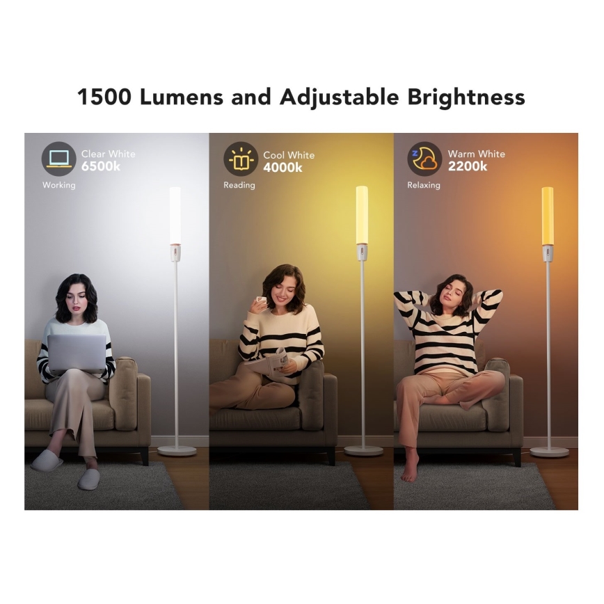 Govee - Himmennettävä LED-lattiavalaisin CYLINDER SMART RGBICWW 2200-6500K
