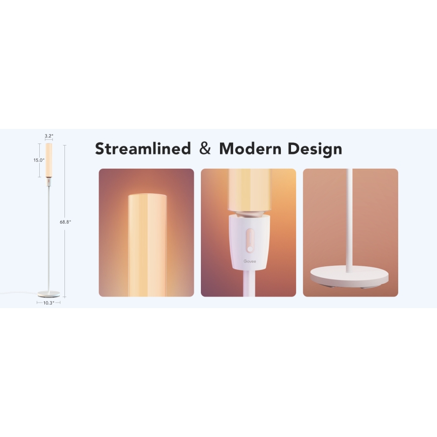 Govee - Himmennettävä LED-lattiavalaisin CYLINDER SMART RGBICWW 2200-6500K