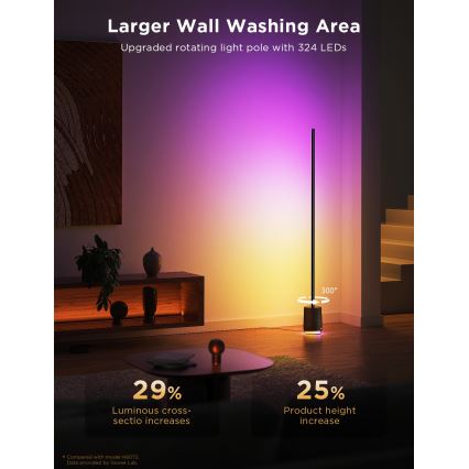 Govee - Himmennettävä LED-lattiavalaisin kaiuttimella Pro RGBICWW 2200-6500K Wi-Fi + kauko-ohjaus