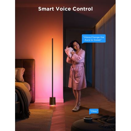 Govee - Himmennettävä LED-lattiavalaisin kaiuttimella Pro RGBICWW 2200-6500K Wi-Fi + kauko-ohjaus