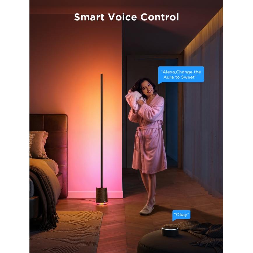 Govee - Himmennettävä LED-lattiavalaisin kaiuttimella Pro RGBICWW 2200-6500K Wi-Fi + kauko-ohjaus